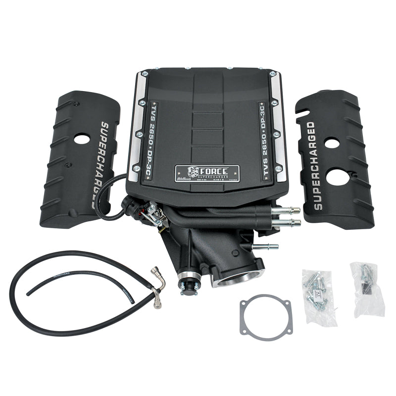 Edelbrock Supercharger R2650 DP3C for 2016-2019 Chevy Camaro 6.2L LT4 engine, stage III model, installed on engine bay.