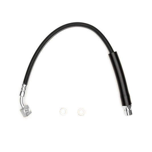 DFC Chevrolet Corvette front-left brake hose from 2014 to 2019, part of the brake line kit, shown in detailed view.