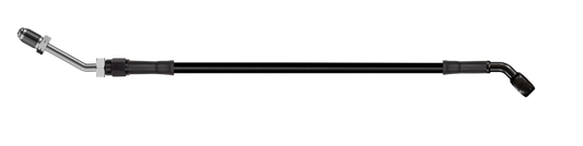 Goodridge 64-inch universal clutch line with black zinc fittings, black hose, 45-degree banjo, and M10 fitting for vehicle clutch system