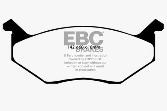 EBC Redstuff performance front brake pads for Chrysler Cordoba 3.7, designed for enhanced braking performance and durability.