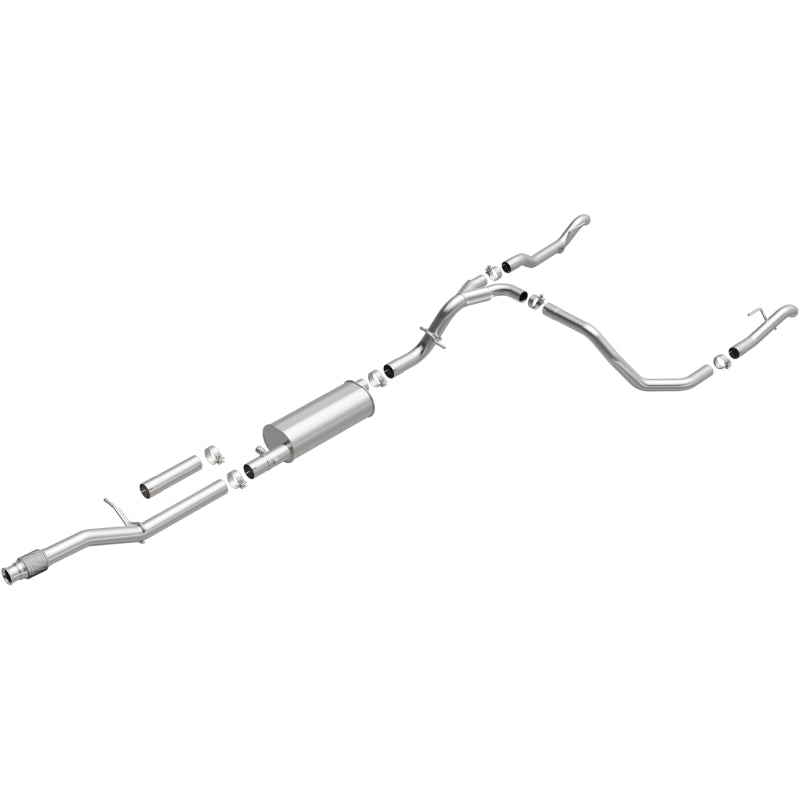 Magnaflow catback exhaust kit for Chevrolet Silverado 1500 5.3L, direct-fit replacement with polished stainless steel components.