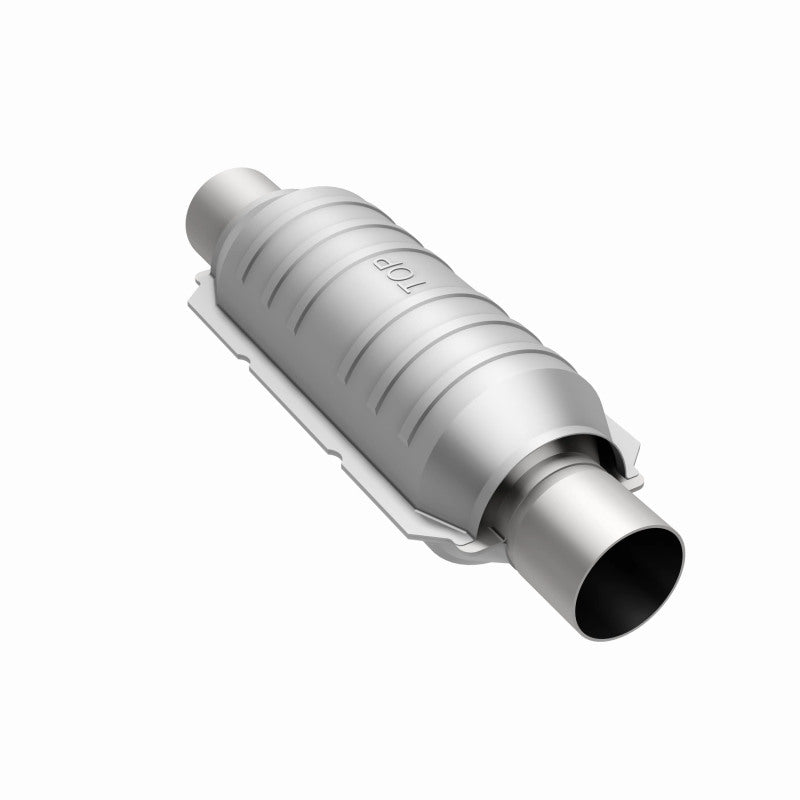 MagnaFlow universal catalytic converter with 2-inch inlet and outlet, 11-inch length, stainless steel construction, for vehicle exhaust.