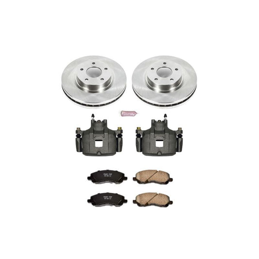 PowerStop OE front brake kit with calipers for Mitsubishi Lancer, includes brake rotors and calipers for improved stopping power.