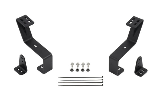 Diode Dynamics Stage Series grille bracket kit for 2019-present Ram trucks, light mount hardware and brackets installed on front grille