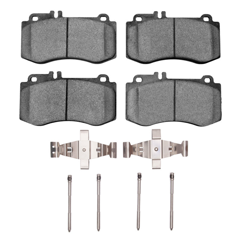 R1 Concepts OE brake pads and hardware kit for Mercedes-Benz E550 2010-2017, front semi-metallic brake pad set with hardware