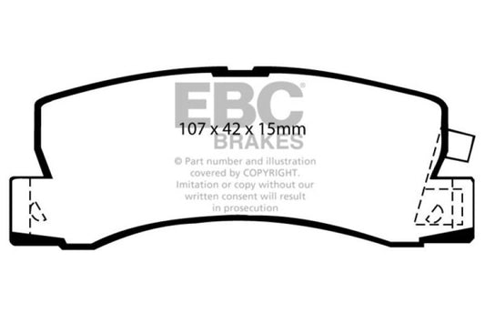 EBC Redstuff rear brake pads for Lexus ES250 2.5 model, high-performance brake pads with red friction material.
