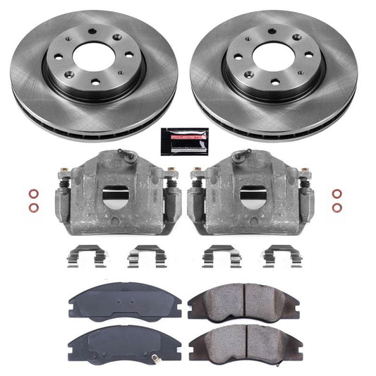 PowerStop OE front brake kit with calipers for 2004-2009 Kia Spectra, includes brake rotors and calipers.