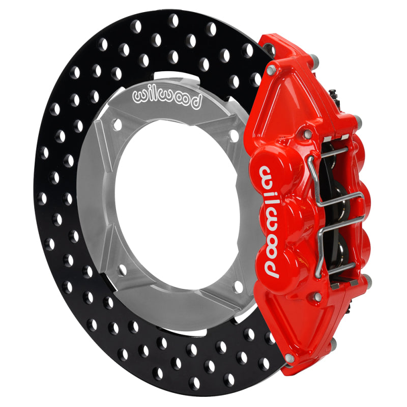 Wilwood 2020+ Polaris RZR Pro UTV6 rear brake kit with red calipers and drilled rotors, designed for enhanced performance.