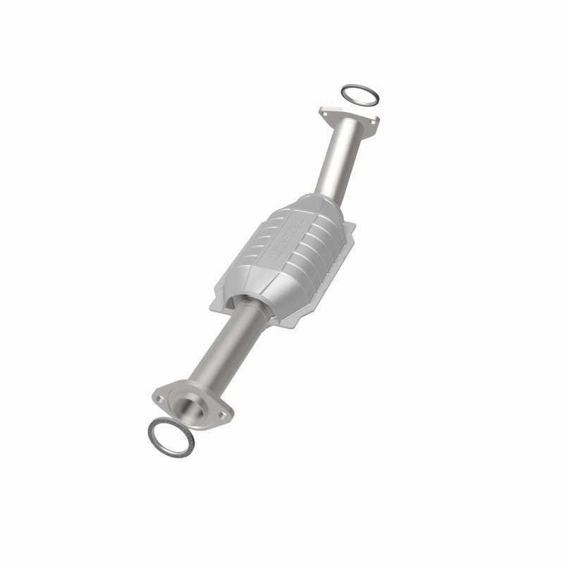 MagnaFlow direct fit catalytic converter for 2003-2004 Toyota Tundra V8 4.7L gas engine, shown installed on vehicle.