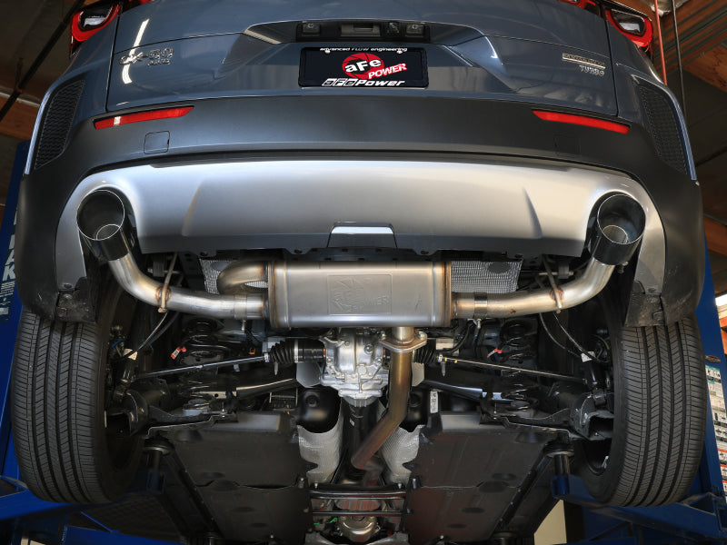 aFe Takeda 2.5-inch stainless steel axle-back exhaust system with black tips for Mazda CX-50 2023+ shown in the image.