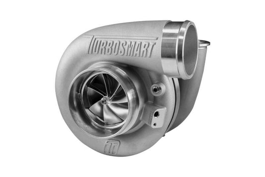 Turbosmart 8280 V-Band 1.24AR external wastegate attached to a turbocharger for high-performance automotive applications