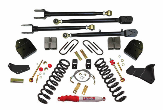 Skyjacker 8.5-inch lift kit installed on a Ford F250 4WD with gas engine, showing suspension components and lifted stance
