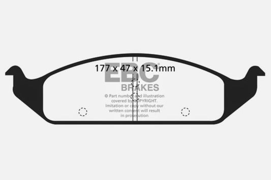 EBC Ultimax2 front brake pads for Chrysler Cirrus 2.4, OE style, 14-inch wheel fitment, suitable for 1995-1997 models.