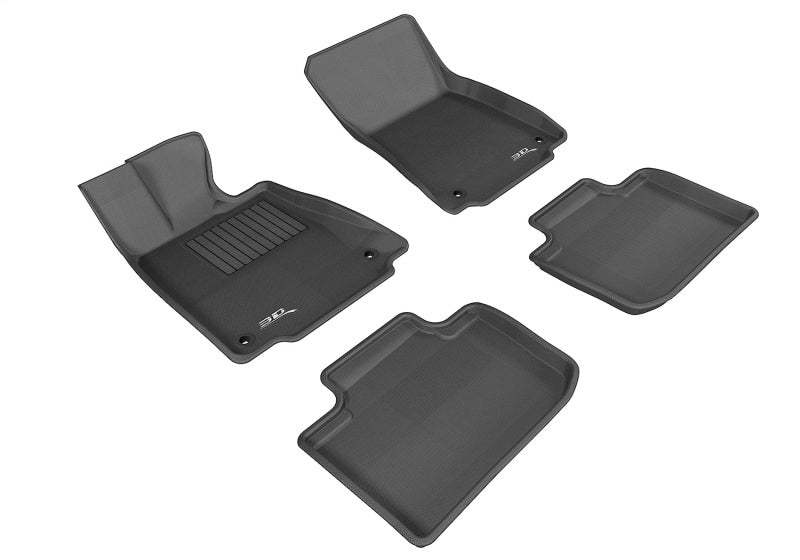 3D MAXpider Kagu black rubber floor mats set for 2014-2025 Lexus IS sedan RWD vehicle, detailed close-up of textured surface.