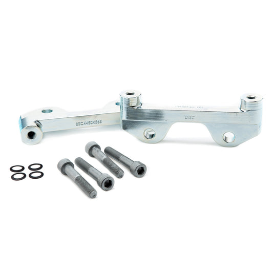 Alcon 2007+ Jeep JK-JL big brake kit with 330x22mm rotors, 4-piston calipers, and brake lines in red for rear installation.