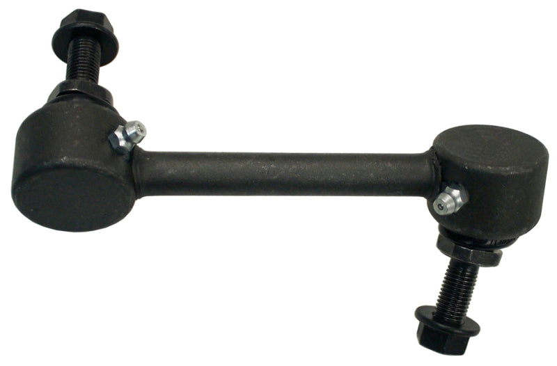Moog rear left sway bar endlink for Dodge Dart 2013-2016, close-up view showing metal link and mounting points
