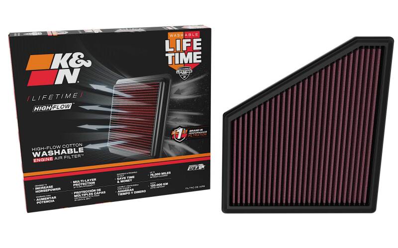 K&N Engineering replacement air filter for 2026 Dodge Charger L4-3.0L F/I, direct-fit design