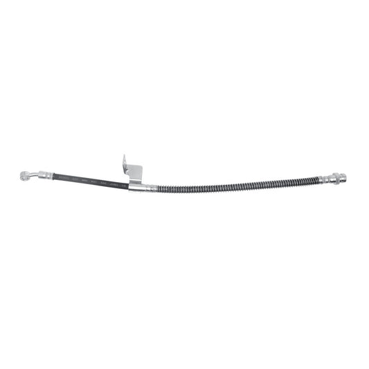 DFC Hyundai Accent front-left brake hose from brake line kit, showing the flexible rubber brake line with fittings.