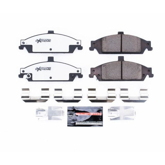 PowerStop Z26 performance brake pads with hardware for front of 2004-2005 Chevrolet Classic, designed for extreme street braking.