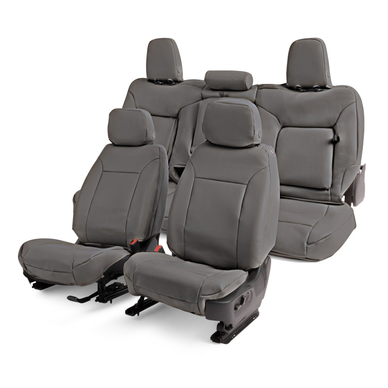 Covercraft Leatherette PrecisionFit second row seat covers for Toyota Corolla 2023-2026 showing close-up of fitted leatherette material.
