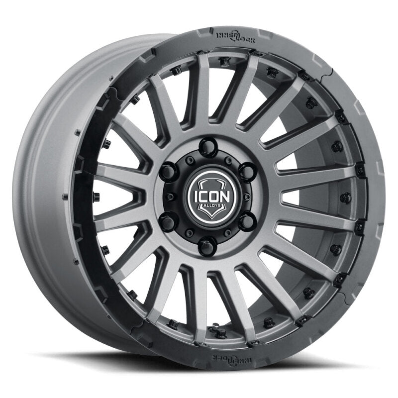 ICON Alloys Recon Pro satin charcoal 18-inch cast wheels with 9-inch width, 6-lug bolt pattern, and 0mm offset.
