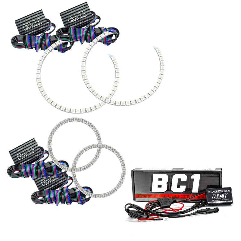 Oracle Lighting Mercedes Benz C-Class 08-11 Halo Kit with ColorSHIFT LEDs and BC1 controller installed in headlights
