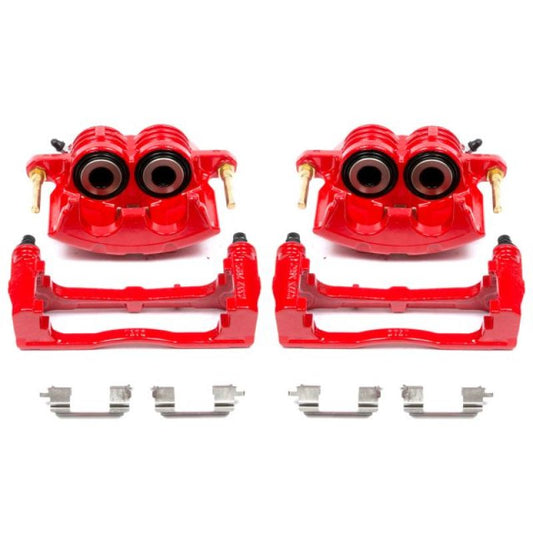 PowerStop front red brake calipers with brackets for 2004-2005 Buick Rainier, high-performance brake caliper pair.