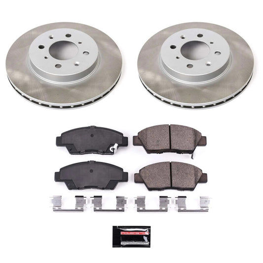PowerStop front semi-coated rotor kit for 2009-2014 Honda Fit, performance brake components with a clean finish and durable design.