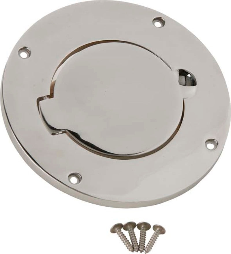 Polished silver Kentrol billet style fuel cap for Jeep Wrangler TJ 1997-2006, durable and stylish gas hatch replacement.