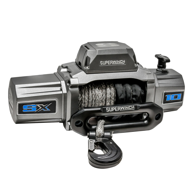 Superwinch 10000 LBS 12V DC synthetic rope winch with 3/8 inch x 80 ft rope for vehicle recovery and heavy-duty hauling