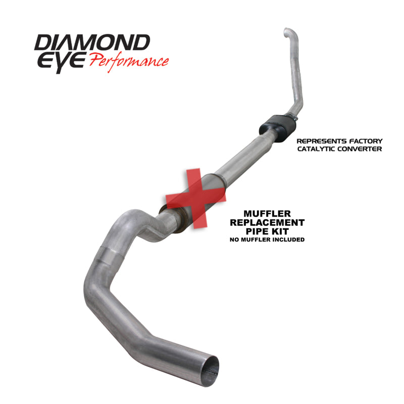 Diamond Eye Performance Turbo Back exhaust pipe for 1994-97 Ford F250/F350 Power Stroke with single aluminum replacement pipe.
