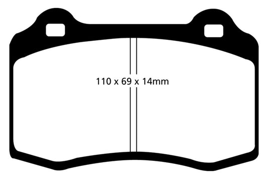 EBC Redstuff front brake pads for Lotus Esprit Turbo 2.0 Turbo GT3, high-performance brake pads with red friction material