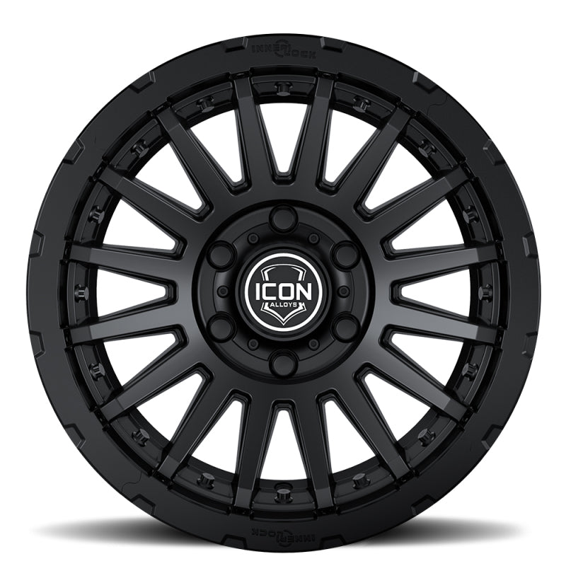 ICON Alloys Recon Pro satin black 18-inch cast wheels with 8x170 bolt pattern and 6mm offset, featuring a bold, rugged design.