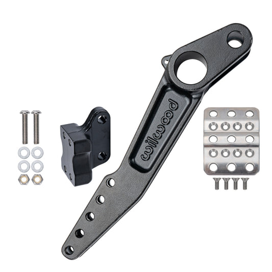Wilwood dual brake floor pedal replacement kit with adjustable ratio 5.25-6:1, featuring ergonomic pedals for vehicle braking.