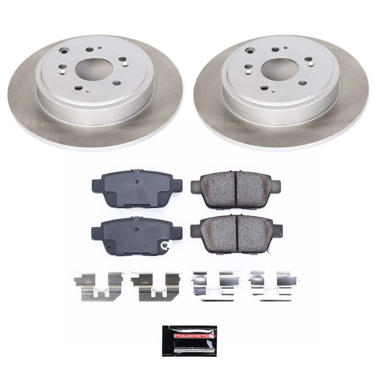 PowerStop rear semi-coated rotor kit for Honda Ridgeline 2006-2014, performance brake rotor set with clean, shiny surface.