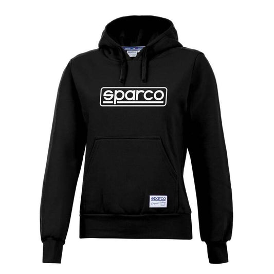 Black Sparco Lady Frame hoodie, small-sized sweatshirt with a stylish design, featuring the SPARCO brand logo on the front.