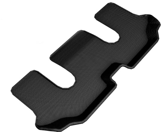 Black 3D MAXpider rubber floor mats for 2018-2019 Volkswagen Atlas Kagu 3rd row, showing textured surface and fitting contours.