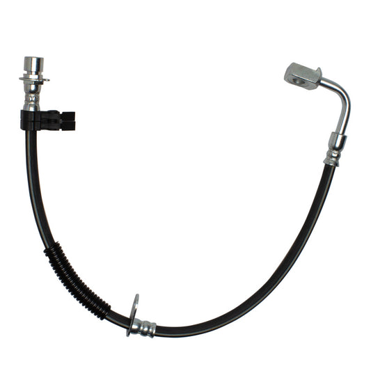 DFC 16-23 Cadillac ATS front right brake hose from brake line kit, showing flexible rubber and metal fittings.