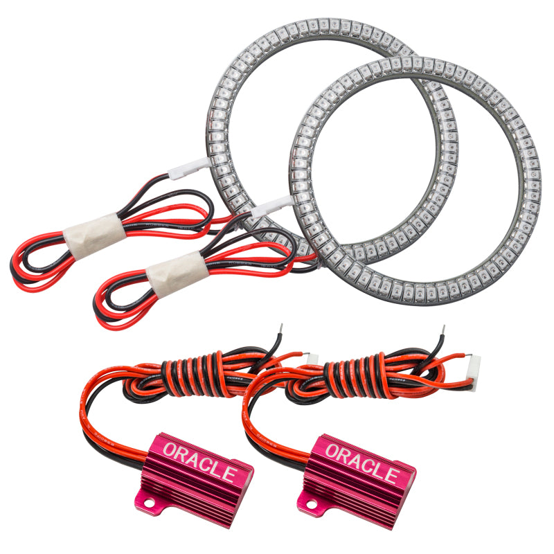 Oracle Lighting Jeep Wrangler JL and Gladiator JT LED fog light halo kit with green surface mount rings, designed for off-road vehicles.