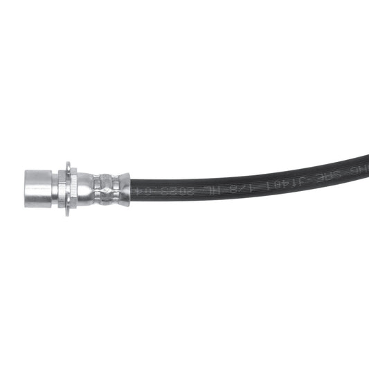 DFC 16-23 Cadillac CTS front left brake hose from brake line kit, showing the flexible rubber and metal fittings.