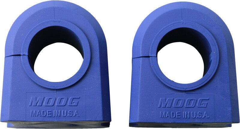 Moog Jeep Liberty front to frame sway bar bushing installed on vehicle, showing black rubber bushing for suspension stability.
