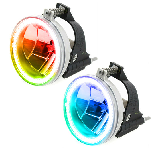 Oracle Dodge Neon SMD Fog Lights with ColorSHIFT by ORACLE Lighting, showing vibrant illuminated fog lights on the vehicle.