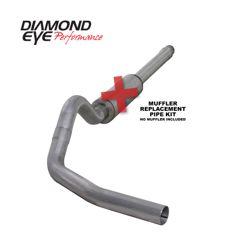 Diamond Eye Performance Catback exhaust pipe for 94-97 Ford 7.3L Power Stroke F250/F350, single aluminum replacement pipe.
