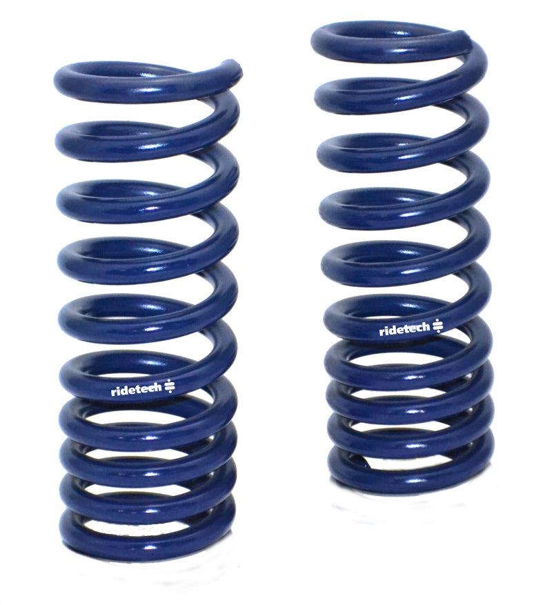 Ridetech Small Block Ford Mustang lowering front coil springs, Dual Rate StreetGRIP pair, designed for 1964-66 models.