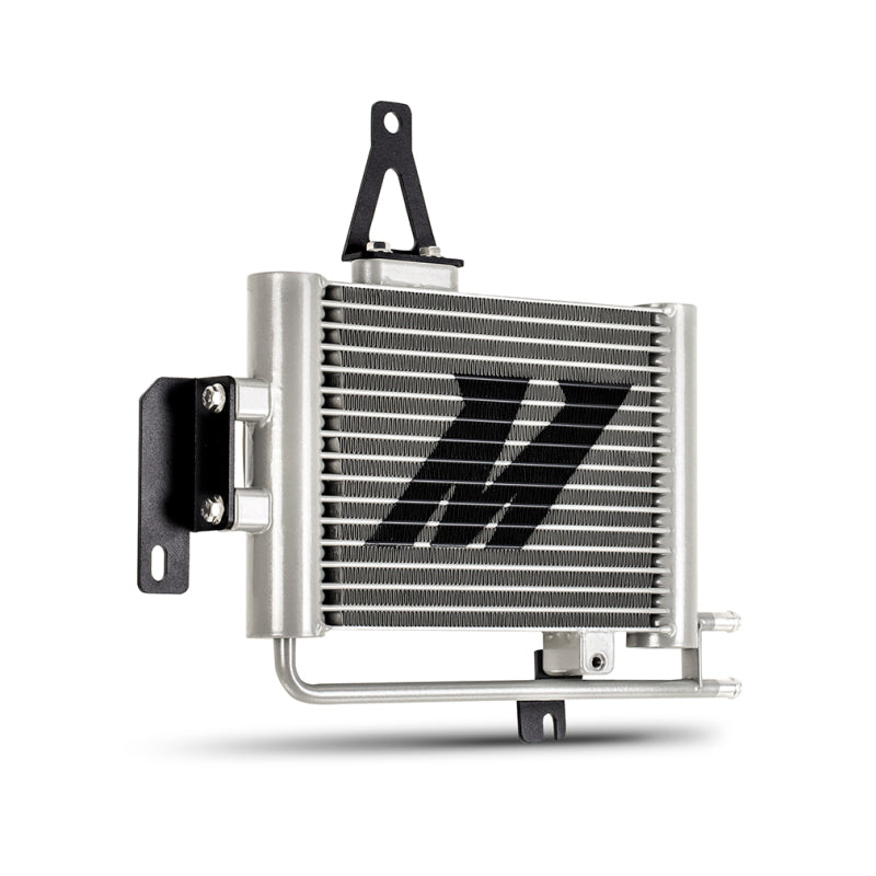 Mishimoto transmission cooler kit for 2007-2014 Toyota FJ Cruiser, showing the aluminum radiator and hoses for improved cooling.