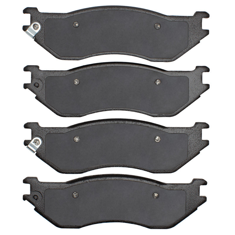 R1 Concepts Dodge Durango front ceramic brake pads, OE quality, showing the brake pad set with metal backing plates and friction material.
