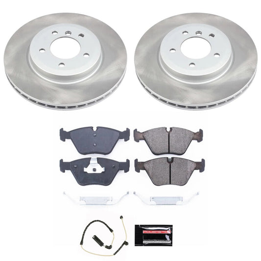 PowerStop front semi-coated brake rotor kit for BMW Z4 2006-2008, performance blank brake rotors with detailed surface finish