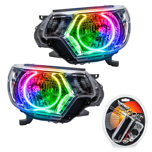 Oracle Lighting Toyota Tacoma SMD HL ColorSHIFT headlights showing vibrant multi-color LED illumination and sleek headlight design.