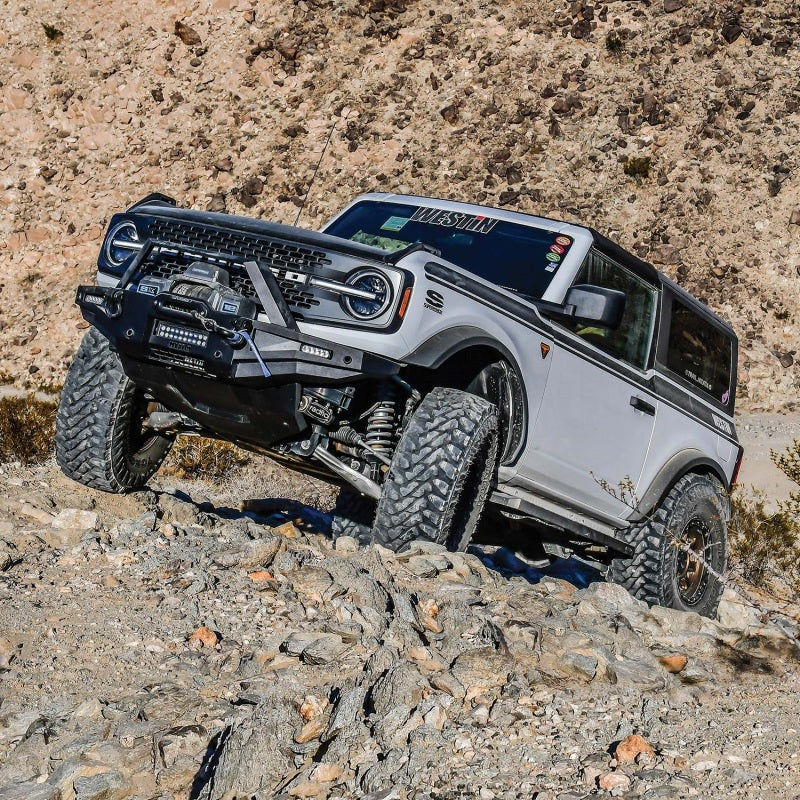 Westin textured black skid plate for 2021-2023 Ford Bronco, excluding Bronco Sport, designed for underbody protection