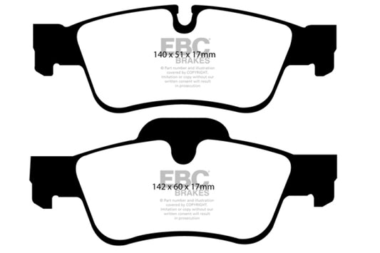 EBC Greenstuff rear brake pads for Mercedes-Benz R-Class R320 3.0 TD, performance brake pads for improved stopping power
